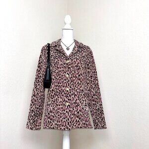 Vintage 2000s pink leopard print blazer style jacket